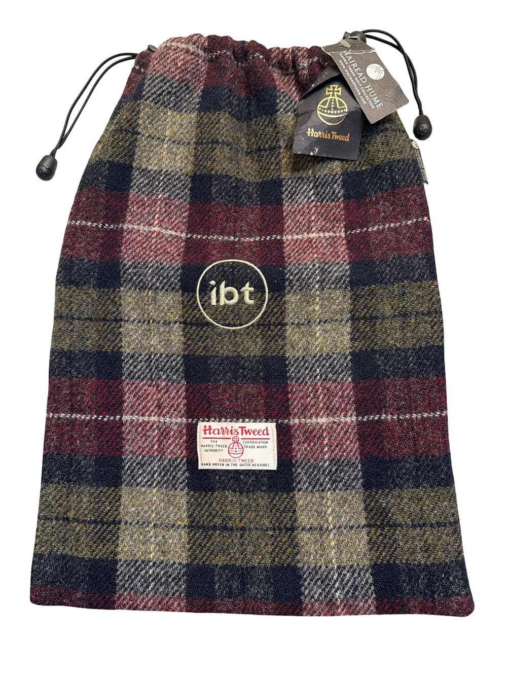 Mairead Hume Harris Tweed Golf Drawstring Pouch Bag NWT Plaid Tartan IBT